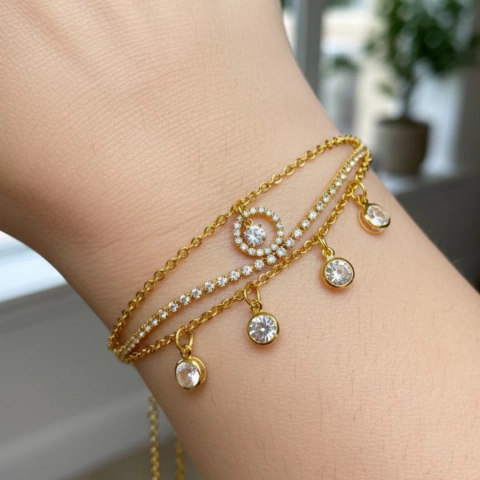 Pulseira Dourada Cristal Glam - comprar online