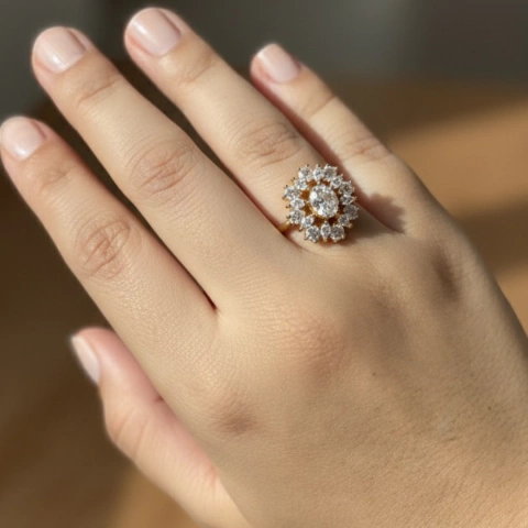 Anel Flor do Sol – Dourado com Pedras - comprar online