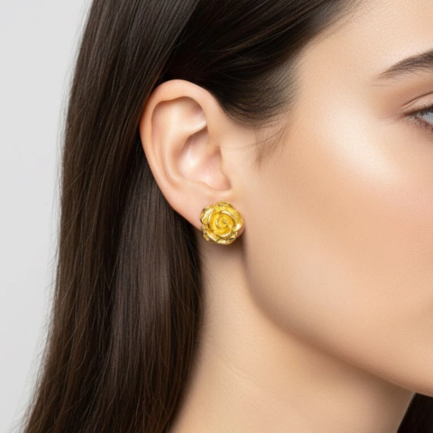 Brinco Rosa Dourada - comprar online