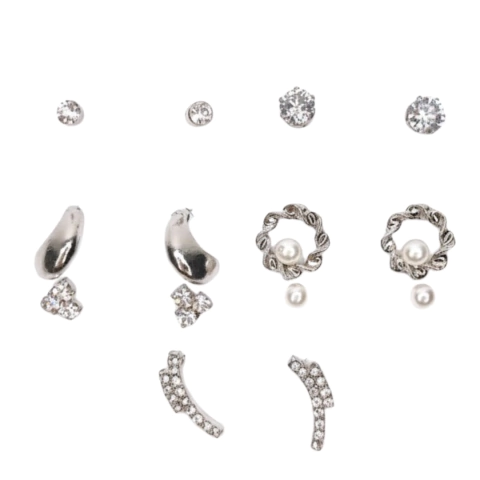 Kit Brincos Semaninha Elegância com Pérolas e Strass - comprar online