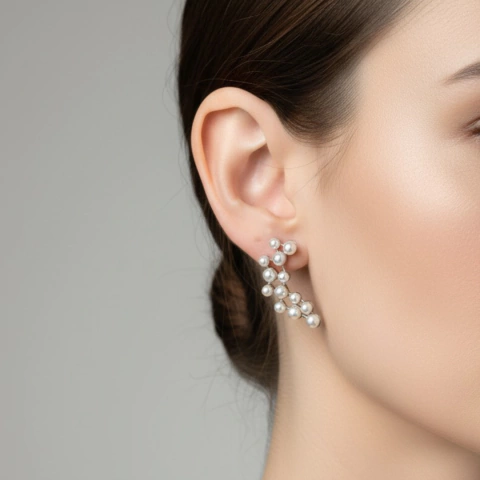 Brinco Curva de Pérolas Prata - comprar online