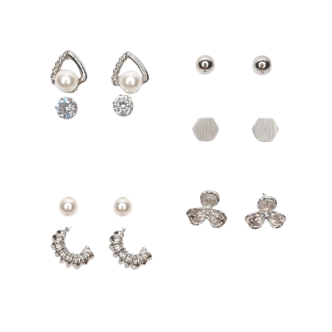 Kit Brincos Semaninha Pérola e Geometria - comprar online