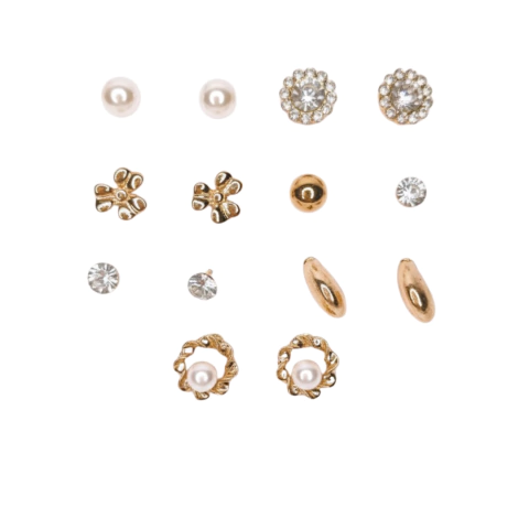 Kit Brincos Semaninha Dourada com Pérolas Flores e Pontos de Luz - comprar online