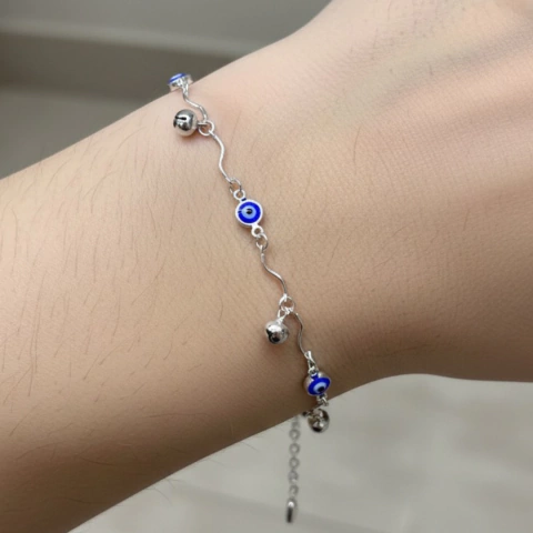 Pulseira Prata Olho Grego e Esferas - comprar online