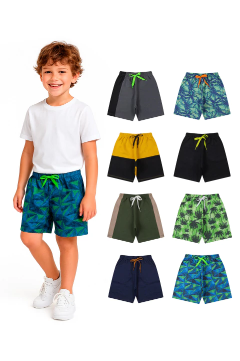 Kit 3 Bermudas Sortidas Roupa infantil/Juvenil Menino Verão - 2 ao 12
