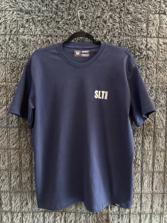 Camiseta Gola Careca Azul em Ribana