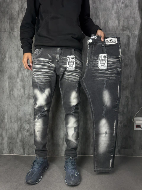 CALÇA JOGADOR CINZA COM BRANCO BROW JEANS