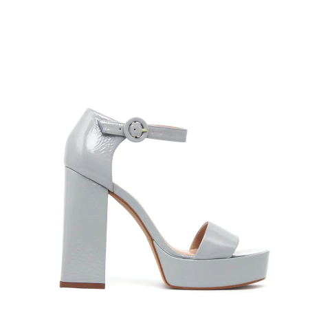 Elune | Azul celeste | Sandália de couro plataforma em verniz