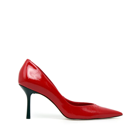 Lior | Vermelho | Scarpin salto e bico fino em couro verniz