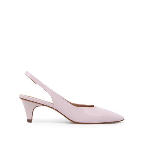 Lina | Rosa chá | Slingback salto médio em couro verniz