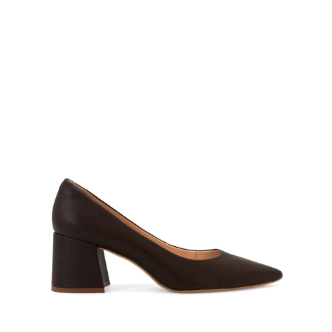 Scarpin de couro salto bloco marrom escuro