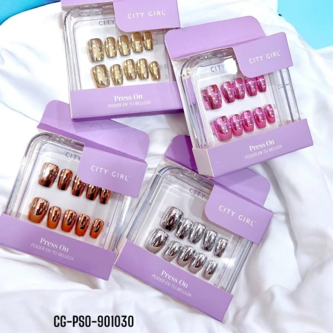 PRESS ON CUADRADA CON EFECTO ESPEJO CITY GIRL C/U CD: CG-PSO-901030