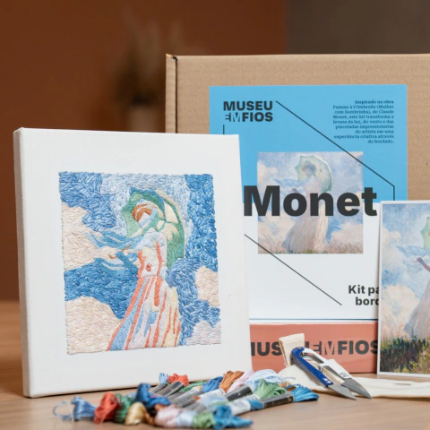 KIT para Bordado: “Femme à l’ombrelle” (Mulher com Sombrinha) – Claude Monet