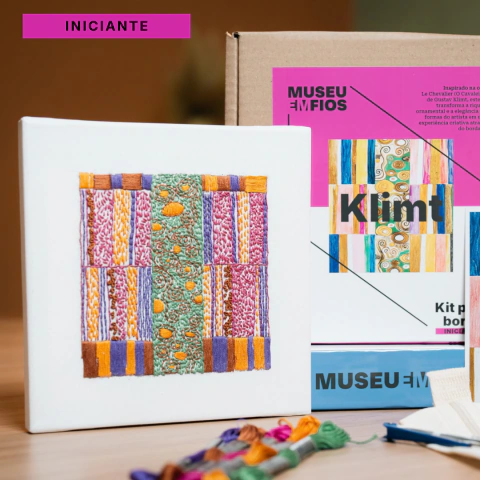 KIT para Bordar: Klimt para quem nunca Bordou – “Le Chevalier” | Material completo + Vídeo aulas