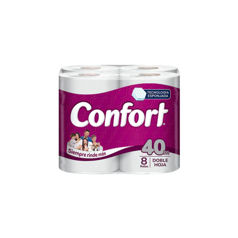 Manga de 32 rollos de Papel Higiénico Doble Hoja Confort 8 rollosx40 mt