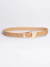 Cinto nude feminino com fivela orgânica dourada 