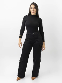Calça Cargo Jeans Preta