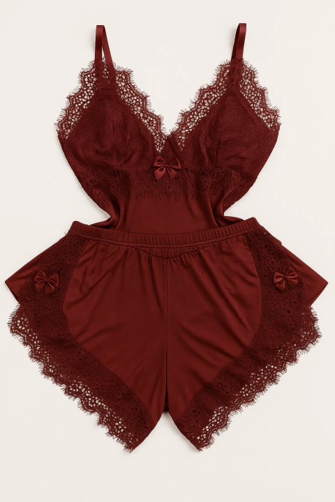 BABY DOLL MARSALA RENDA CHANTILLY - comprar online