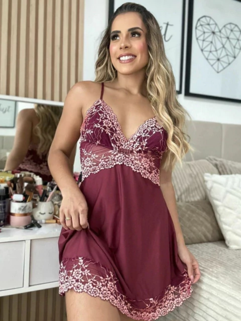 CAMISOLA MARSALA RENDA BICOLOR SEM BOJO COM FIO - comprar online