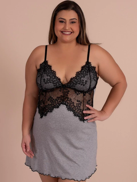 CAMISOLA PLUS EM VISCOLYCRA E RENDA - comprar online