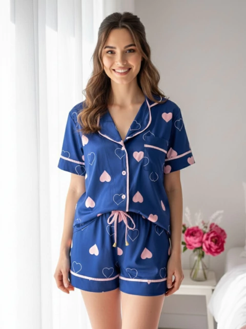 PIJAMA AMERICANO FLUITY AZUL CORAÇÃO - comprar online