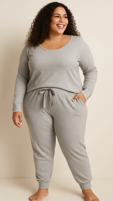 PIJAMA PLUS LONGO EM ALGODÃO - comprar online