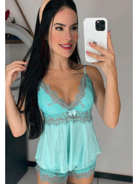 BABY DOLL LUXO VERDE COM BICOLOR - comprar online