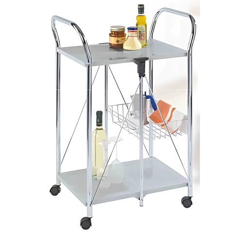 Mesa Auxiliar Plegable De Arrime Plateada Con Ruedas - comprar online