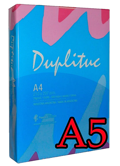 RESMA A5 DUPLITUC DE 70 GR X 1000 HOJAS - comprar online