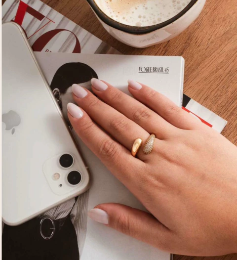 Anel Gota Liso e Cravejado - comprar online