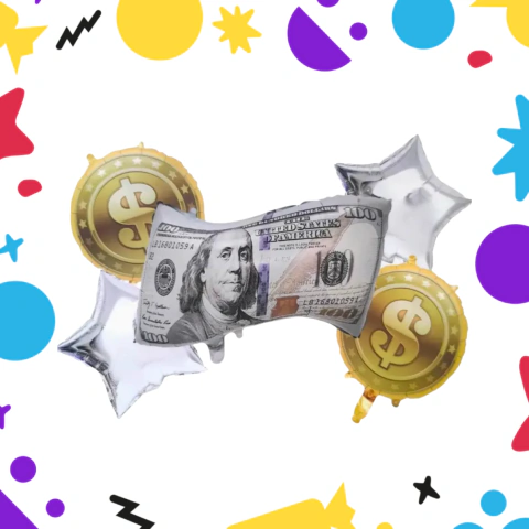 Globo Set Billete Dolar 5 Unidades