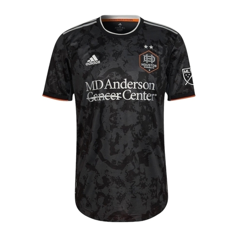 Camisa Houston Dynamo II 23/24 - Torcedor Adidas Masculina - Preta com detalhes em cinza e laranja