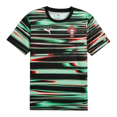 Camisa Seleção Portugal Pré-jogo 25/26 - Torcedor Puma Masculina - Preta com detalhes em verde e vermelho