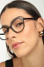 Óculos de Grau Armação Feminino Lex Redondo Acetato Preto na internet