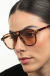 Óculos de Sol Quadrado Feminino Audrey Tartaruga com Lente Marrom - comprar online