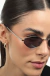 Óculos de Sol Feminino Hexagonal Metal Aisha Prata com Lente Preta - comprar online