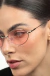 Óculos de Sol Feminino Oval Metal Daya Prata com Lente Rosa - comprar online