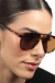Óculos de Sol Quadrado Feminino Audrey Tartaruga com Lente Marrom Escuro - comprar online