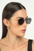 Óculos de Sol Feminino Hexagonal Polo Dourado com Lente Preta - OR Eyewear