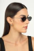 Óculos de Sol Feminino Oval Positano Metal Prata com Lente Preta - OR Eyewear