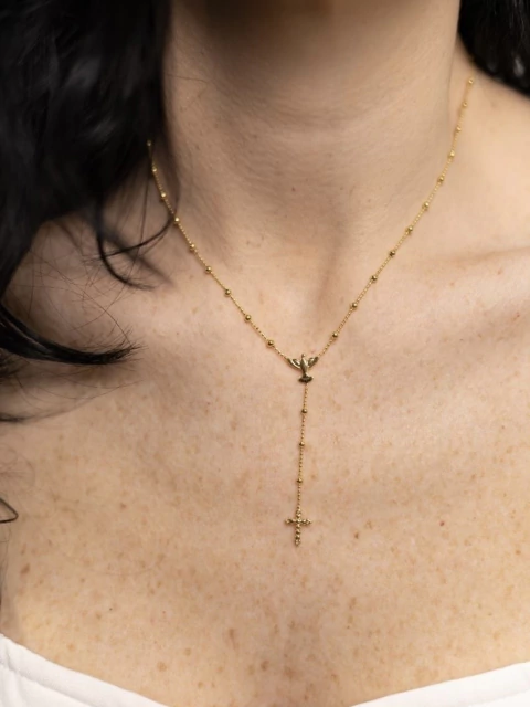 Colar Gravatinha Espírito Santo e cruz