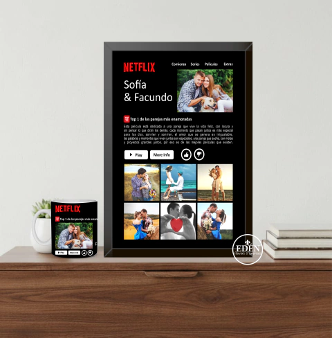 Pack personalizado Cuadro + Taza Netflix A4