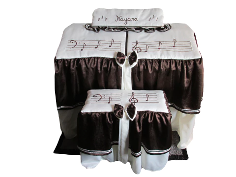 108.03 - Capa para Órgão eletronico Cetim perola e cetim marrom - Estante Fixa - comprar online