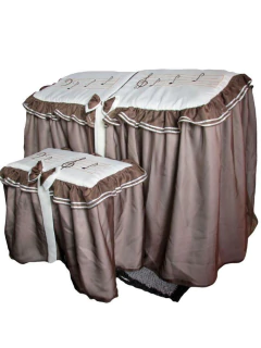 100.03 - Capa para Órgão com Laterais em Cetim perola e Voil Marrom Escuro - Corgão Confecções