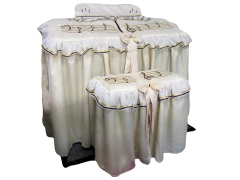 102.07 - Capa para Órgão Cetim Palha e Voil Palha - Estante Fixa - Corgão Confecções