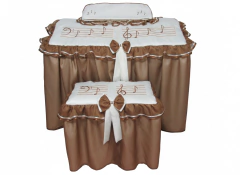 102.08 - Capa para Órgão Cetim Perola e Voil Marrom Médio - Estante Fixa - comprar online