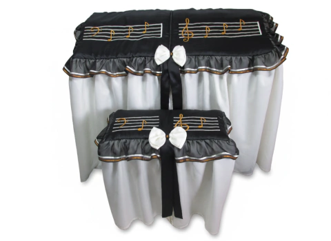 100.50 - Capa para Órgão Cetim Preto e Voil Branco - comprar online