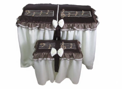 100.07 - Capa para Órgão Cetim Marrom, Laterais Cetim Pérola e Voil Pérola - comprar online