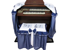 100.28 - Capa para Órgão Cetim Branco e Voil Azul Marinho na internet