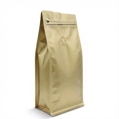 Embalagem para Café Dourado Fosco 1Kg Box Pouch Dourado Fosco com Zip Lock